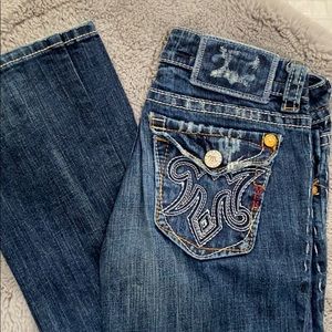 MEK Distressed Boot Cut Jeans